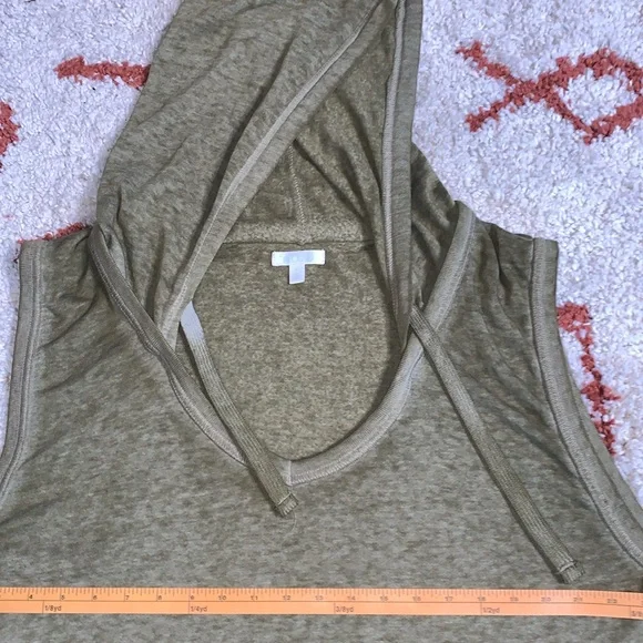 Abound- XL- Hooded Sweatshirt Vest W/ Kangaroo 🦘 Pocket- Acid Wash Olive Green - Picture 5 of 8